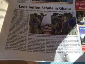 Zeitungsbericht Leos Spende